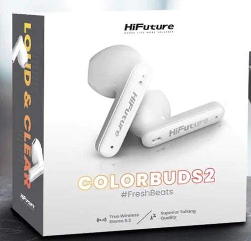 HIFUTURE COLORBUDS2 سماعات أذن لاسلكية حقيقية، 5 ساعات من زمن التشغيل، أبيض وأسود