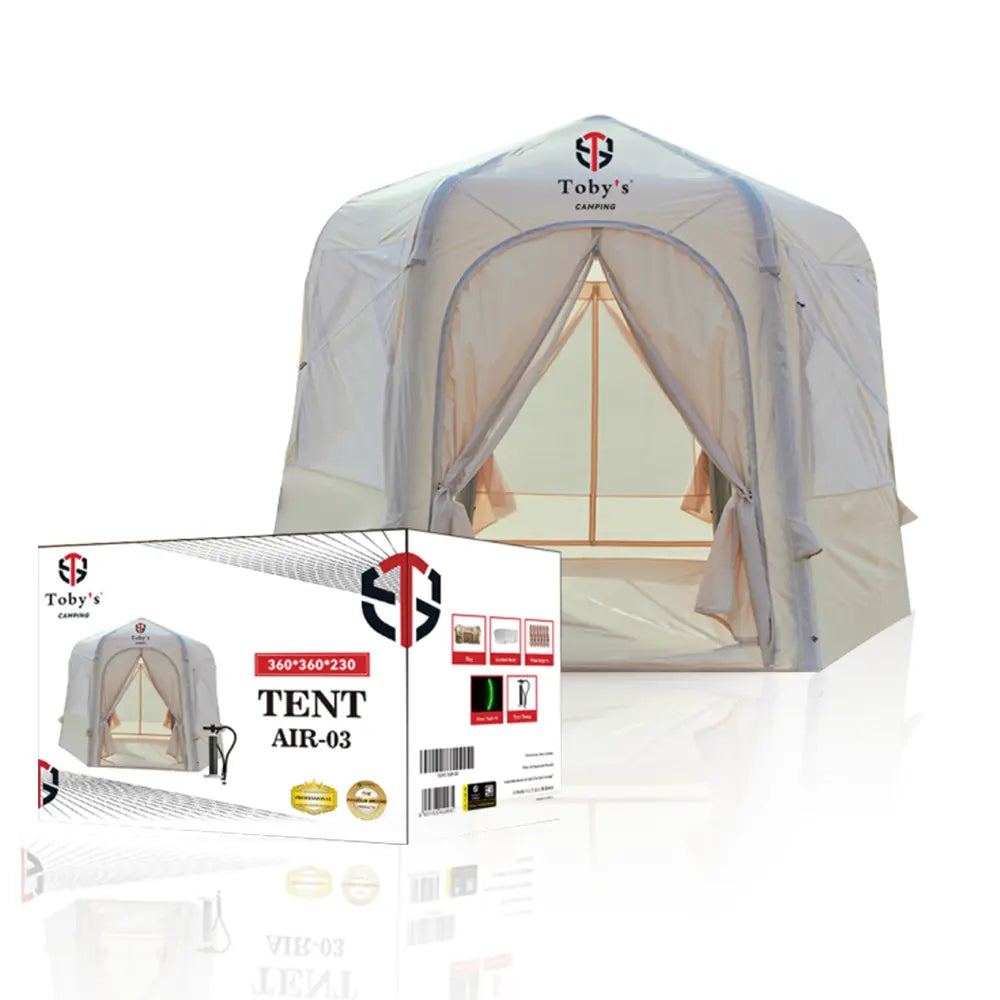Tobys Inflatable Tent 03 Camping Tent with Pump, 4-6 Person Glamping Tents, Easy Setup 4 Season Waterproof Outdoor Oxford Tent