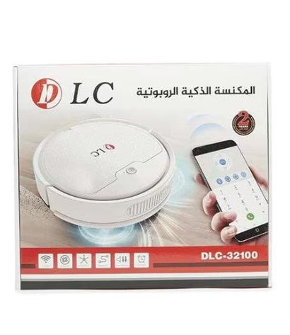 مكنسة كهربائية روبوتية ذكية قابلة للشحن بقدرة 6.0 وات باللون الأبيض