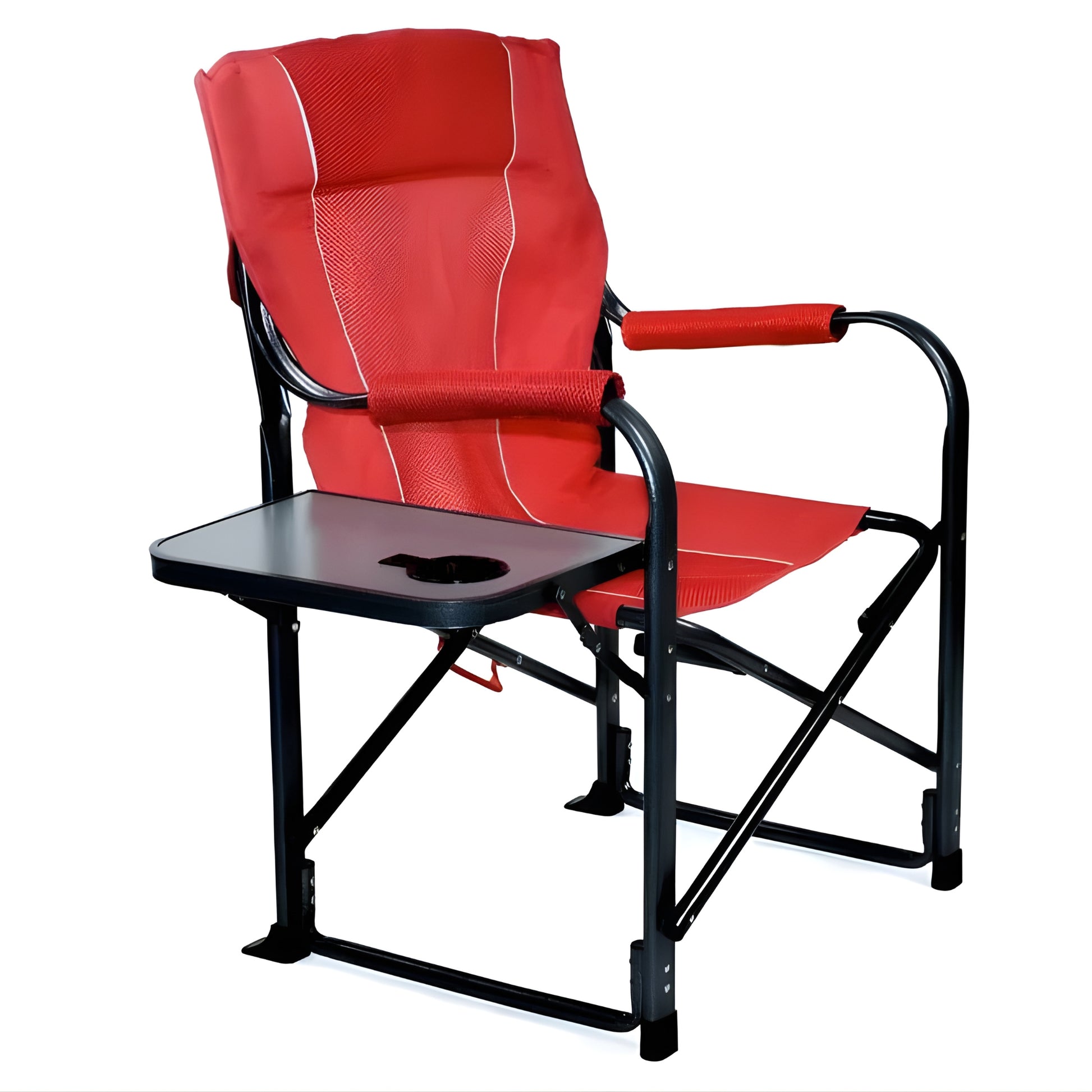Folding Camping Chair with Side Table – Portable Heavy Duty Outdoor Chair (Red) ALOMAIRI