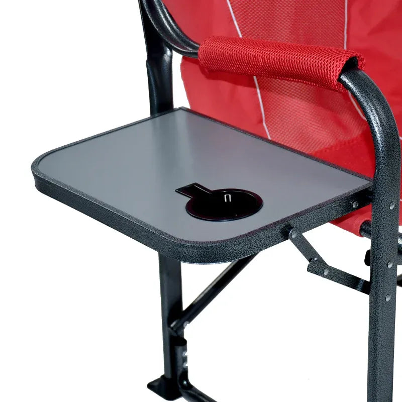 Folding Camping Chair with Side Table – Portable Heavy Duty Outdoor Chair (Red) ALOMAIRI
