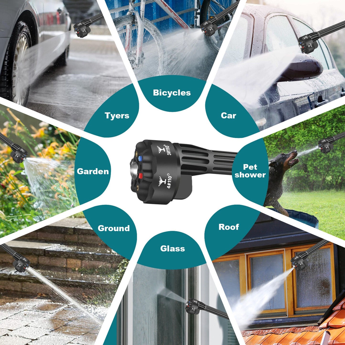 Cordless High-Pressure Washer 2×3000mAh Batteries – Portable Car Wash Gun with Adjustable 6-in-1 Nozzle & Soap Bottle