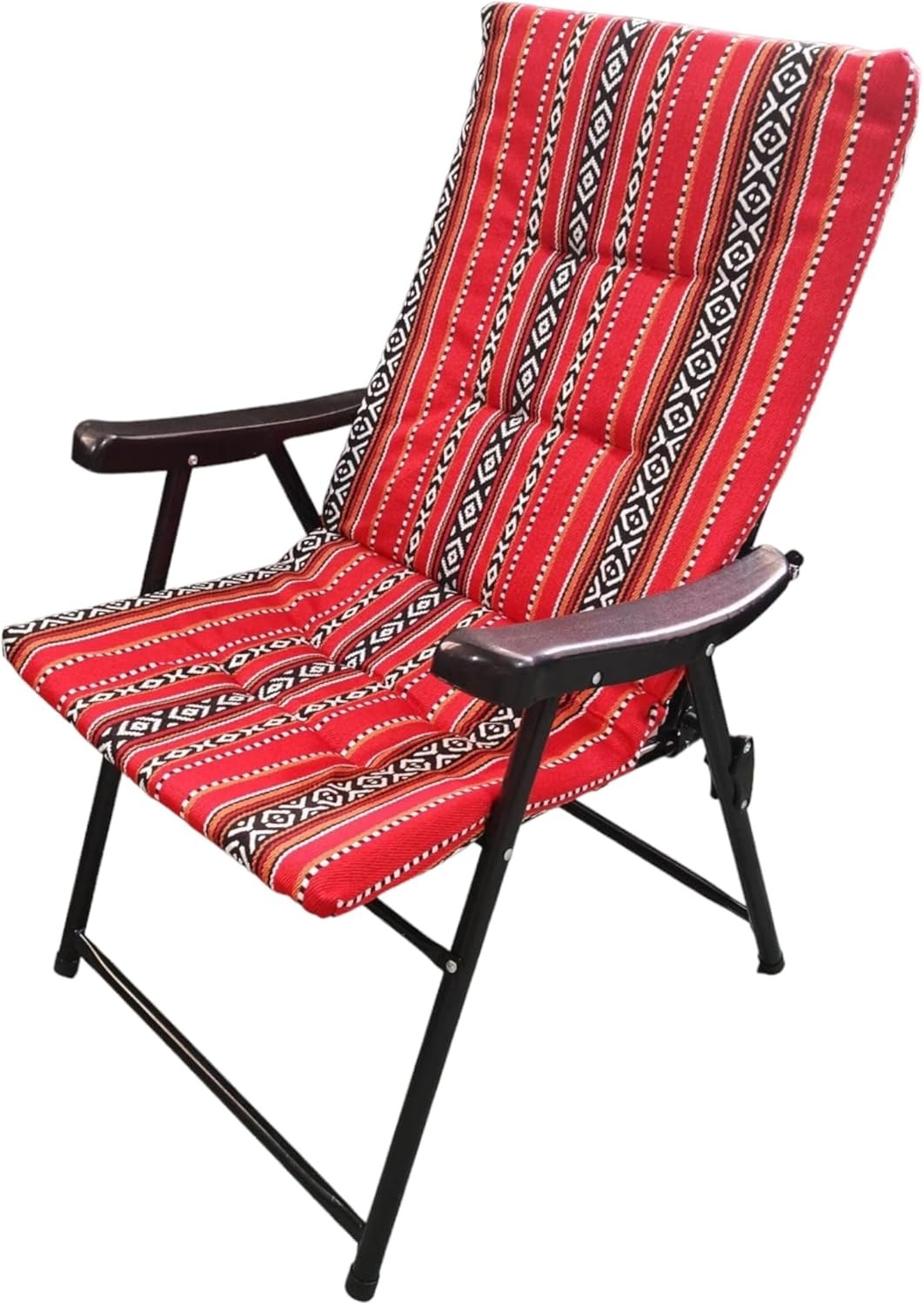 GO2CAMPS Foldable Camping Chair with Cushion – Heavy Duty Sadu Red Design | Portable Outdoor Travel & Beach Chair ALOMAIRI