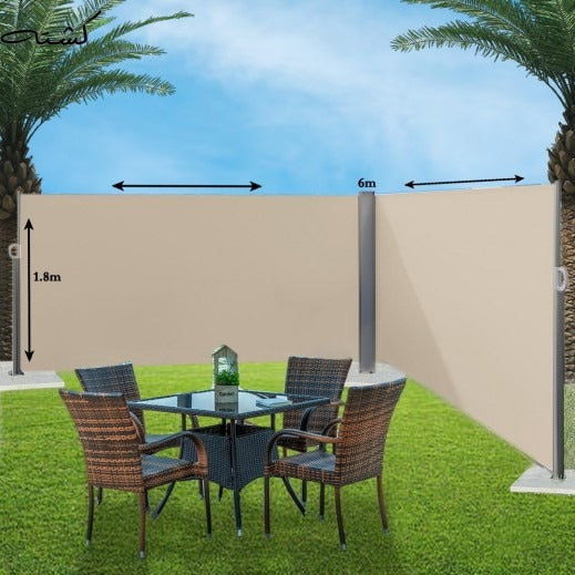 Kashta – Retractable Side Awning 2 Panels (6m × 1.8m) + Marble Support Base (50×50×3cm) ALOMAIRI
