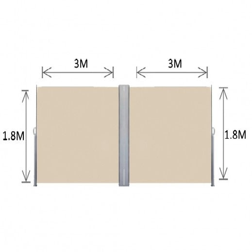 Kashta – Retractable Side Awning 2 Panels (6m × 1.8m) + Marble Support Base (50×50×3cm) ALOMAIRI