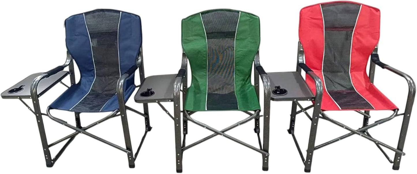 Folding Camping Chair with Side Table – Portable Heavy Duty Outdoor Chair (Red) ALOMAIRI