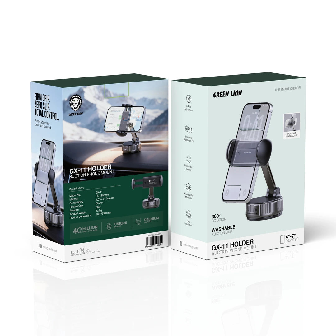 Green Lion GX-11 Holder Suction Phone Mount - Black