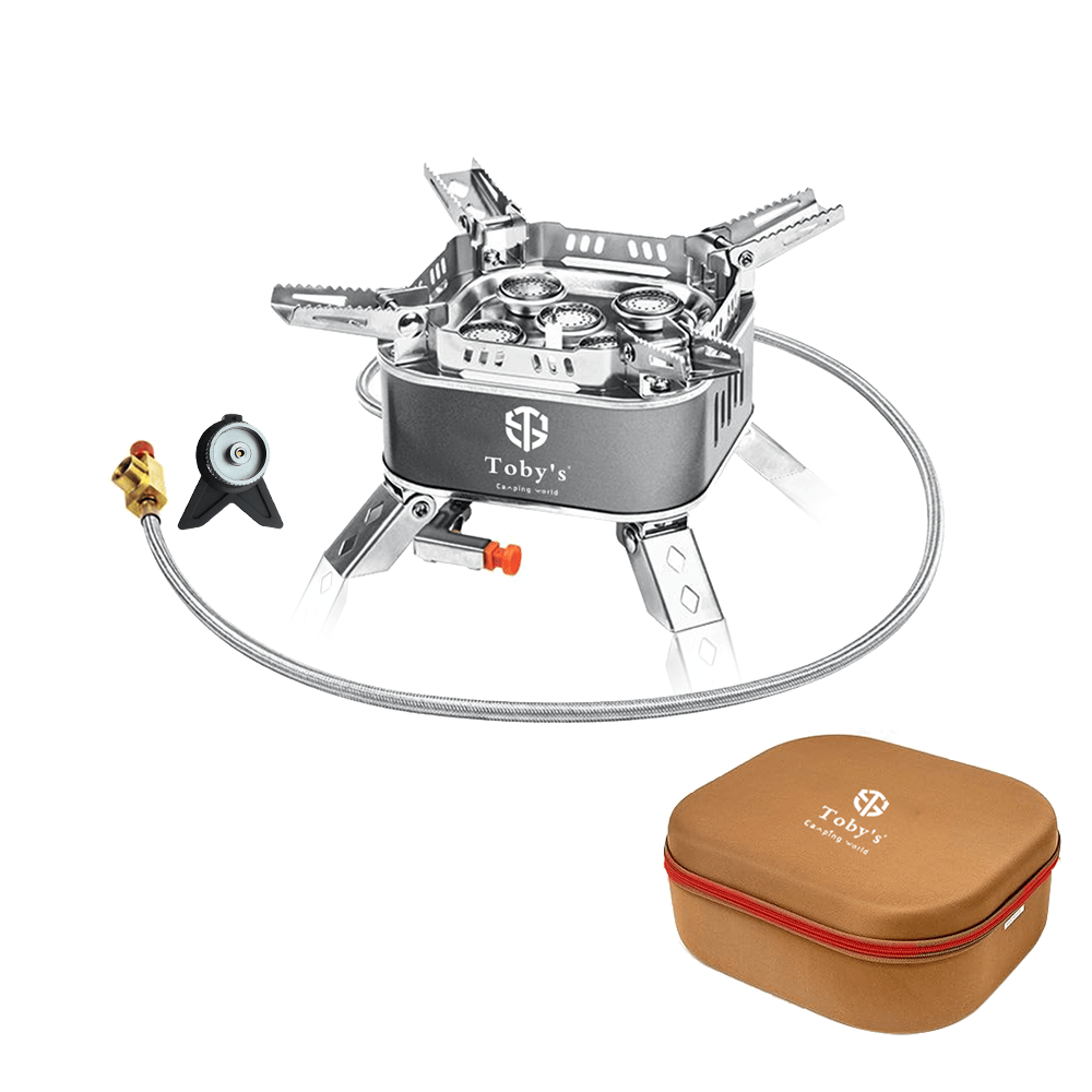 Toby's Gas Stove 07 Windproof 5-Core Tourist Gas Burner Camping Stove Portable 15800W High-Power Strong Fire Outdoor Gas Stove Camping Equipment