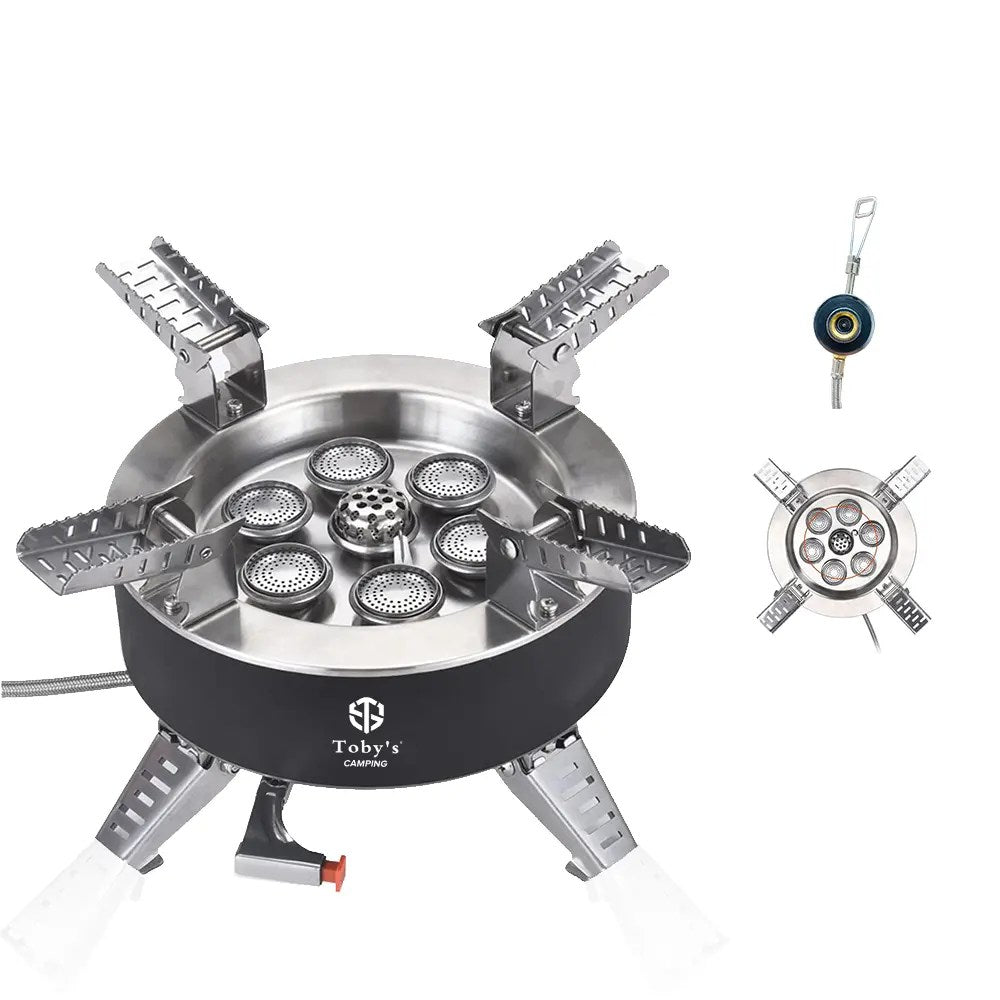 Toby's Gas Stove 06 6800W Camping Gas Stove Folding 3 Burners Piezo Ignition Backpacking Stove Outdoor Cooking Stove Furnace for Camping Hiking Picnic Emergency