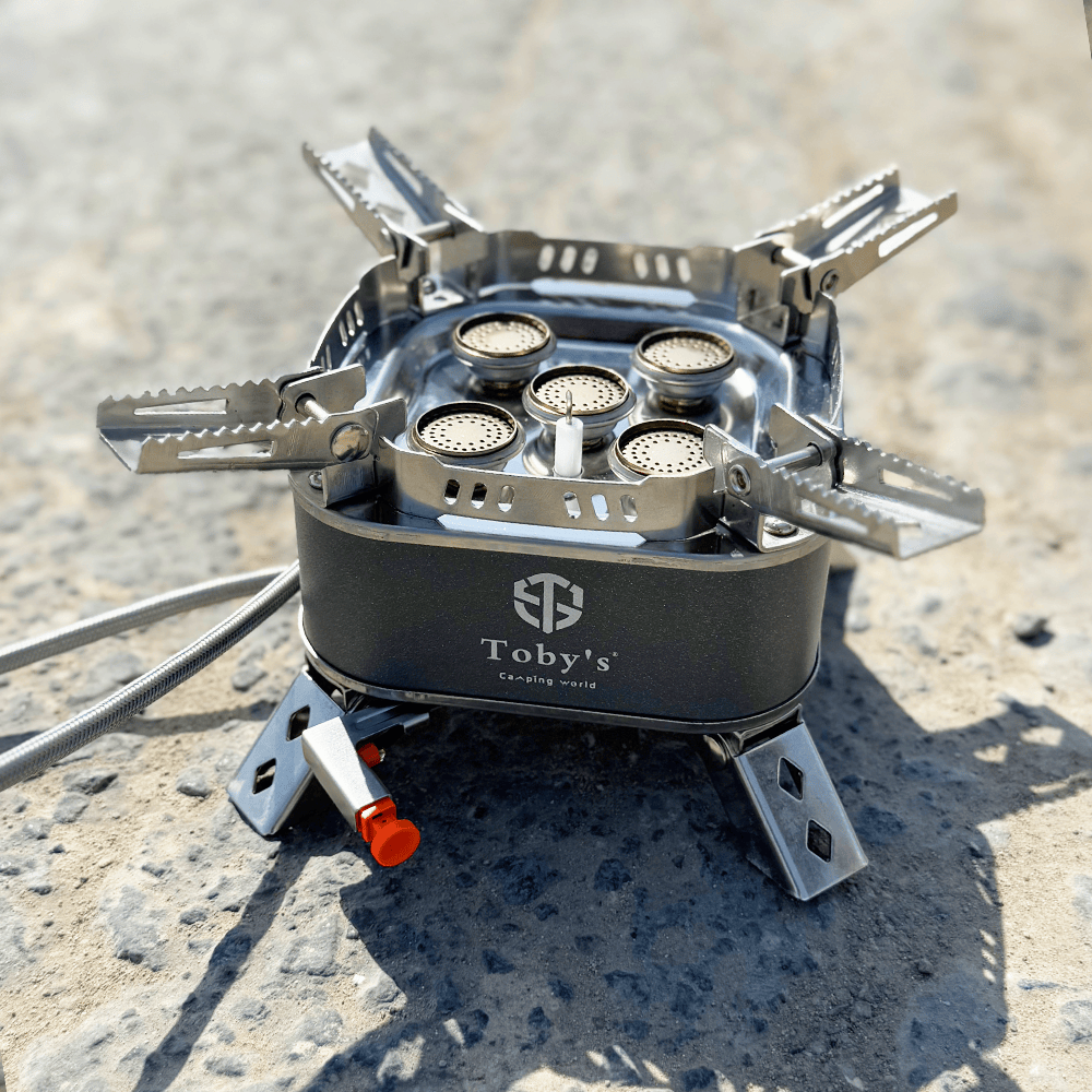 Toby's Gas Stove 07 Windproof 5-Core Tourist Gas Burner Camping Stove Portable 15800W High-Power Strong Fire Outdoor Gas Stove Camping Equipment