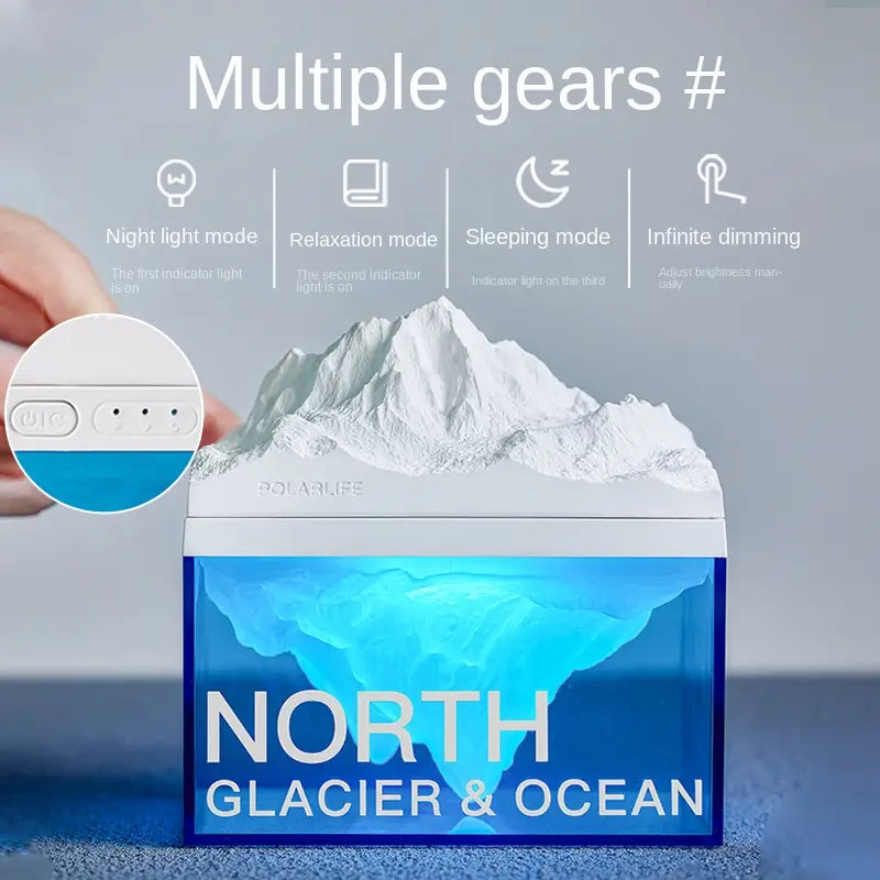 Glacier Night Light Bluetooth Speaker ديكور انيق وضوء ليلي رائع مع سبيكر