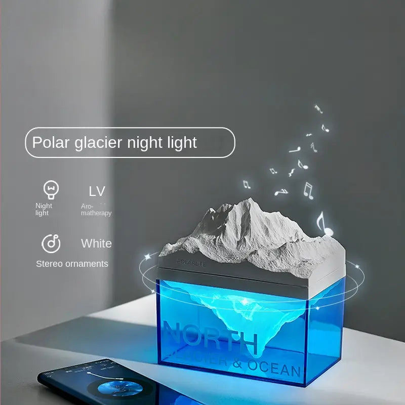 Glacier Night Light Bluetooth Speaker ديكور انيق وضوء ليلي رائع مع سبيكر