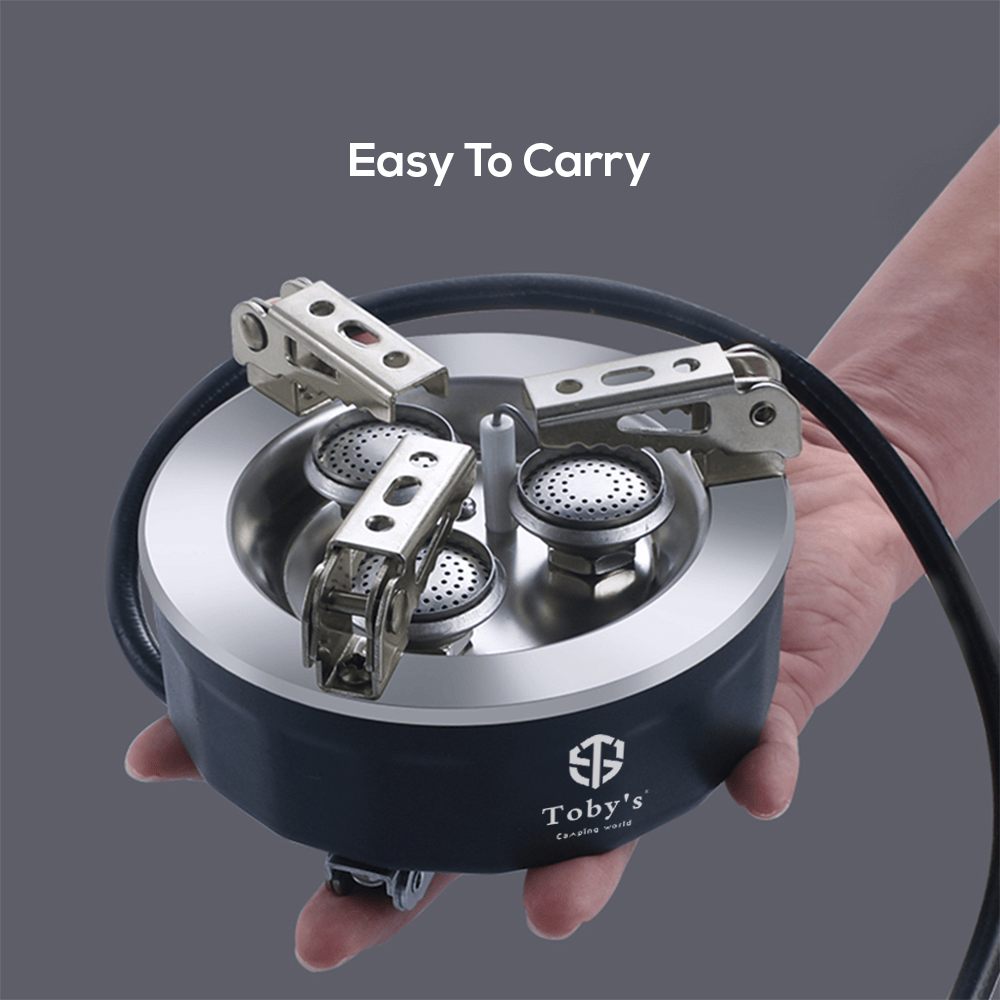 Toby's Gas Stove 06 6800W Camping Gas Stove Folding 3 Burners Piezo Ignition Backpacking Stove Outdoor Cooking Stove Furnace for Camping Hiking Picnic Emergency