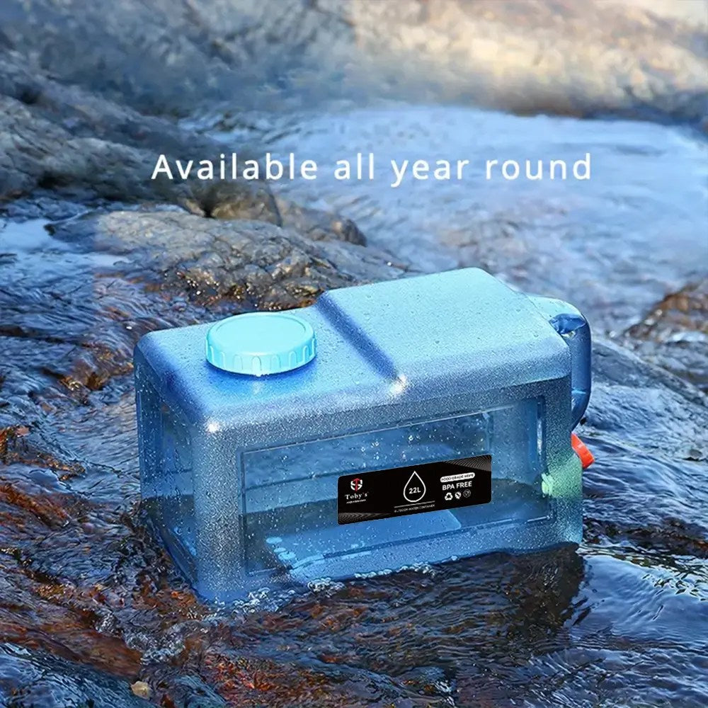 Tobys 22L Pure Water Bucket Large Capacity Food Grade HDPE Water Storage Container with Tap And Handle for Camping, Travel And Household Use