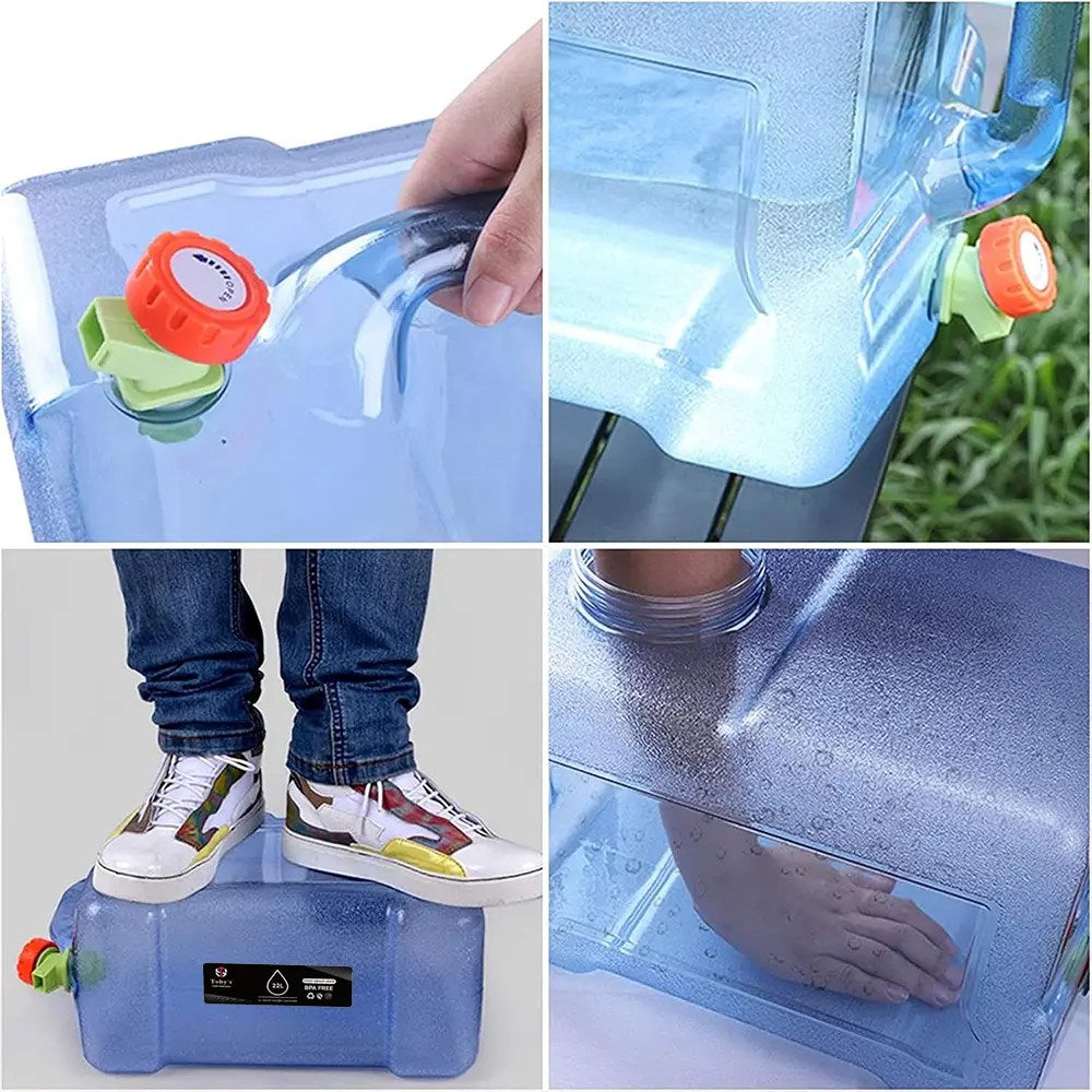 Tobys 22L Pure Water Bucket Large Capacity Food Grade HDPE Water Storage Container with Tap And Handle for Camping, Travel And Household Use