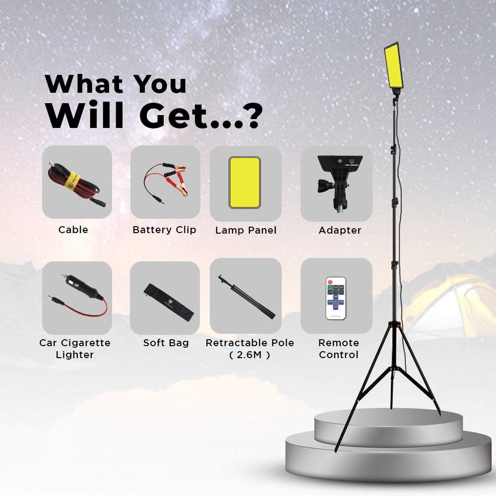 Toby’s BVT-01 Outdoor Multifunction Camping Light 2500LM High-Brightness COB LED, 2.6M Tripod, 12V Input, Remote Control, Camping & Emergency Flood Light