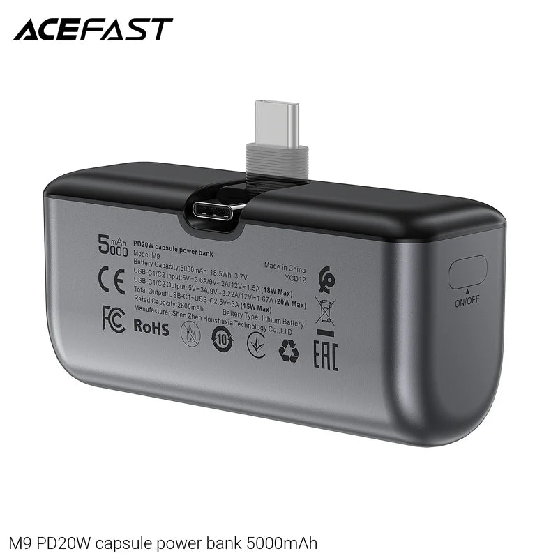 ACEFAST M9-5000 PD20W  باور بنك كبسولة: شحن سريع وطاقة مدمجة