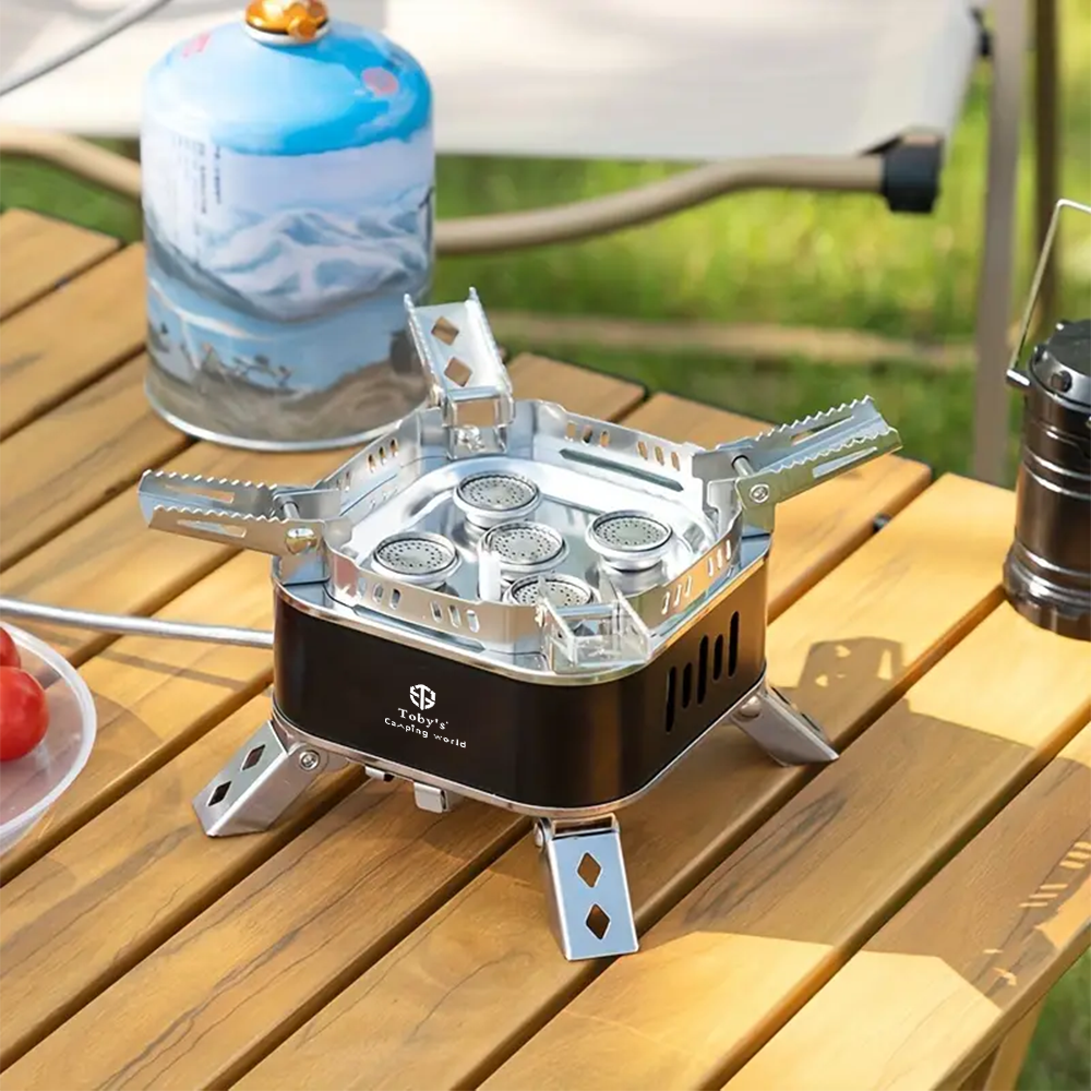 Toby's Gas Stove 07 Windproof 5-Core Tourist Gas Burner Camping Stove Portable 15800W High-Power Strong Fire Outdoor Gas Stove Camping Equipment
