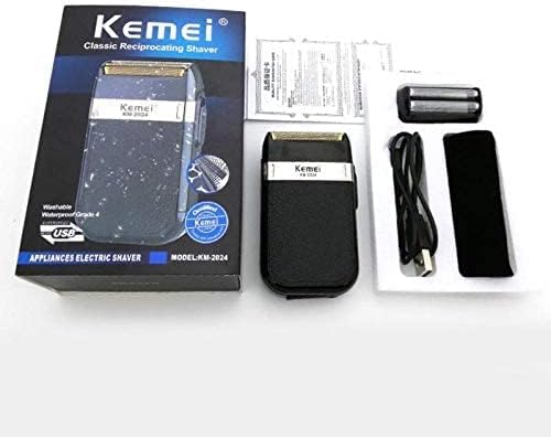 ماكينة حلاقة كهربائية بشفرة ترددية مزدوجة للشحن عبر USB من KEMEI KM-2024