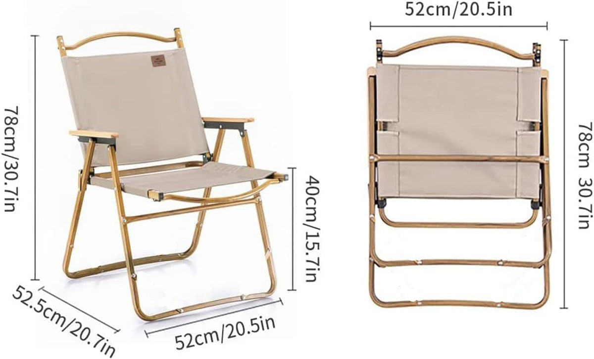 Camping Folding Ultralight Chair - Outdoor Furniture with Wooden Handle Aluminum Bracket - Stable Collapsible Camp Chair for Hiking, Fishing, Picnic, Travel