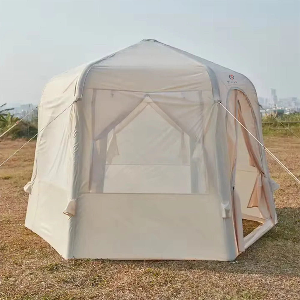 Tobys Inflatable Tent 03 Camping Tent with Pump, 4-6 Person Glamping Tents, Easy Setup 4 Season Waterproof Outdoor Oxford Tent