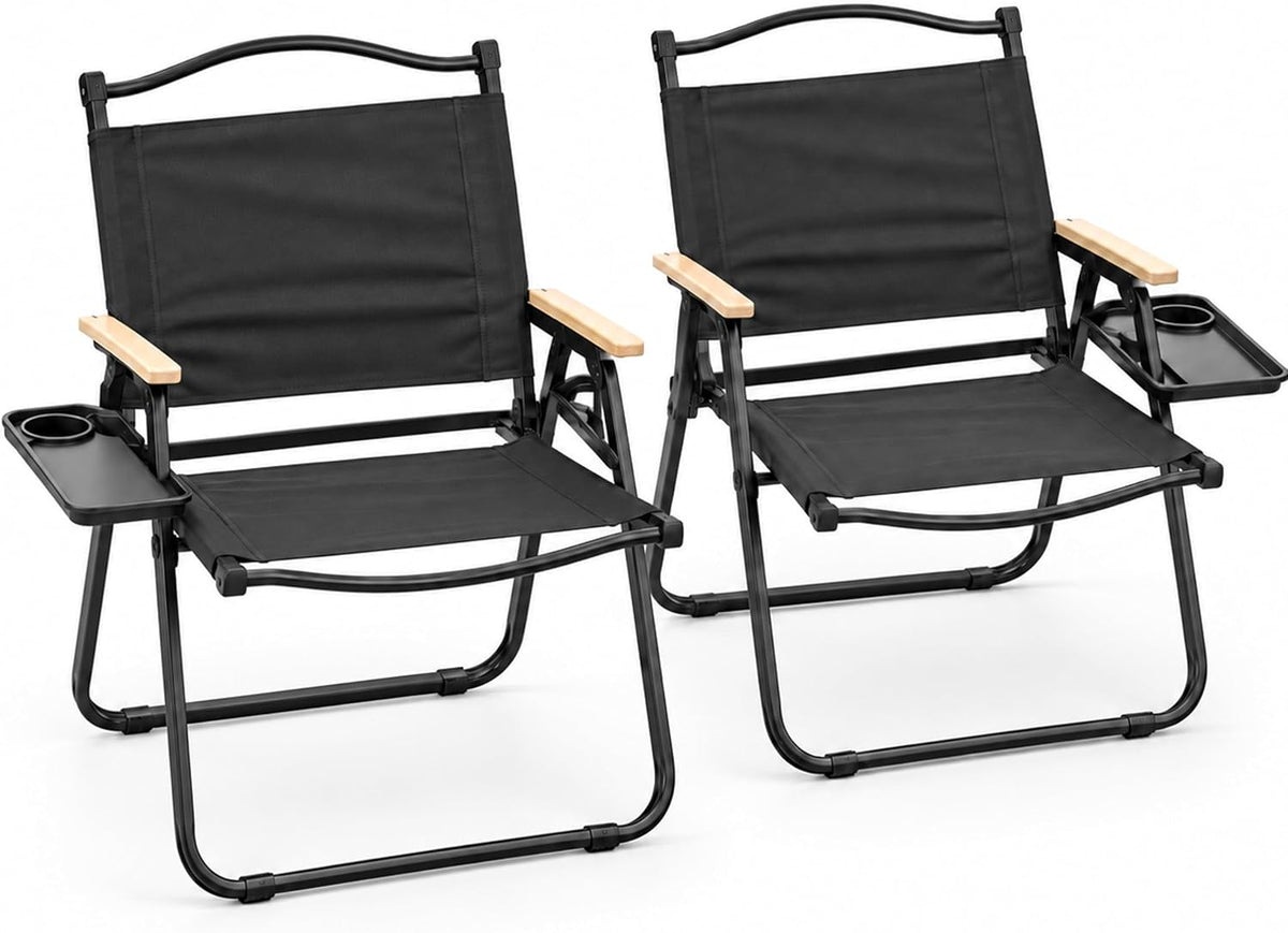 Camping Furniture Set – 2 Folding Chairs with Cup Holders & 1 Portable Folding Table