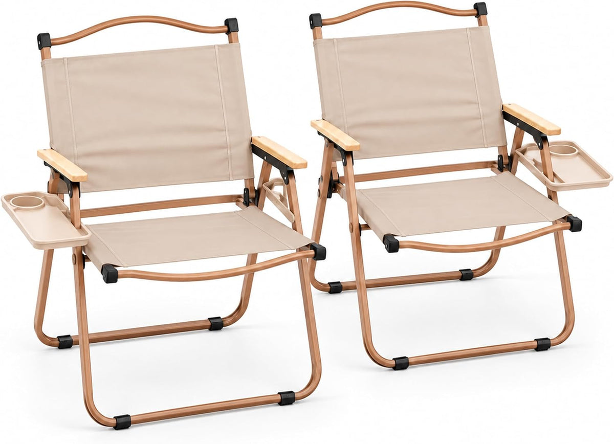 Camping Furniture Set – 2 Folding Chairs with Cup Holders & 1 Portable Folding Table