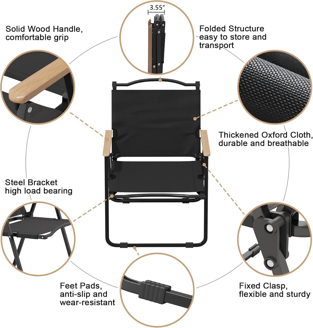 Camping Furniture Set – 2 Folding Chairs with Cup Holders & 1 Portable Folding Table