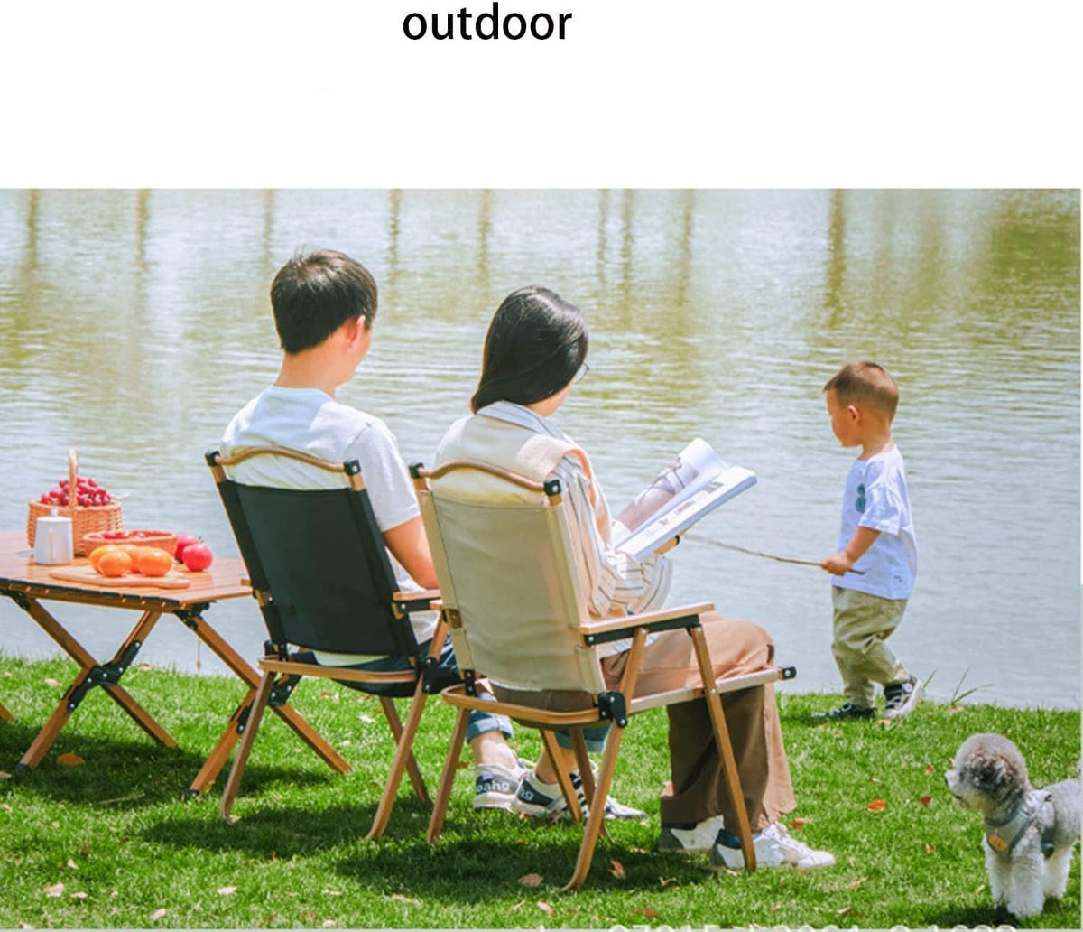 Camping Folding Ultralight Chair - Outdoor Furniture with Wooden Handle Aluminum Bracket - Stable Collapsible Camp Chair for Hiking, Fishing, Picnic, Travel