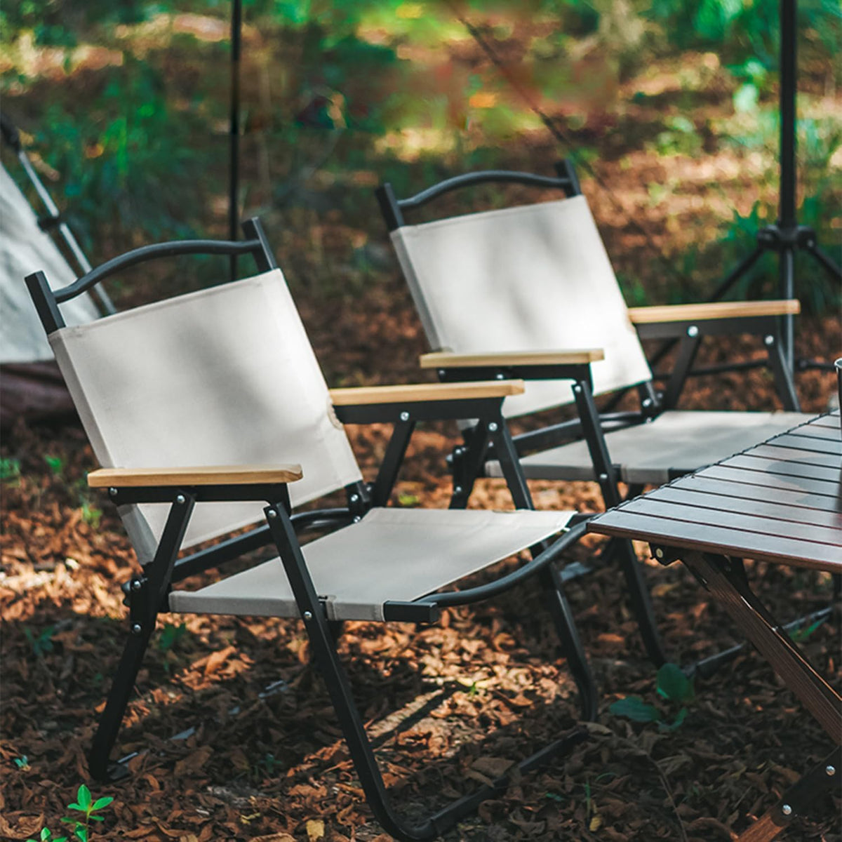 Camping Furniture Set – 2 Folding Chairs with Cup Holders & 1 Portable Folding Table