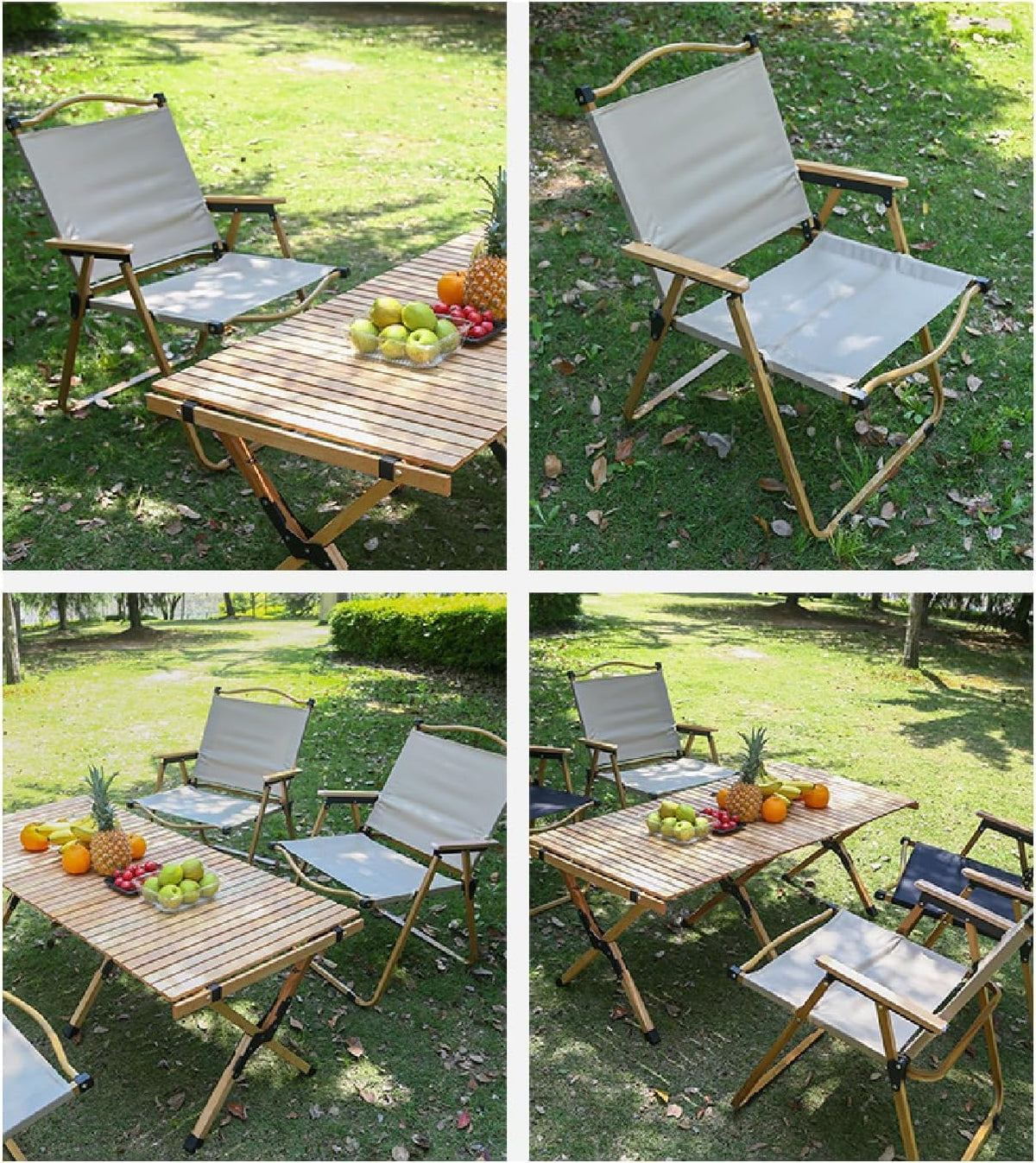 Camping Furniture Set – 2 Folding Chairs with Cup Holders & 1 Portable Folding Table