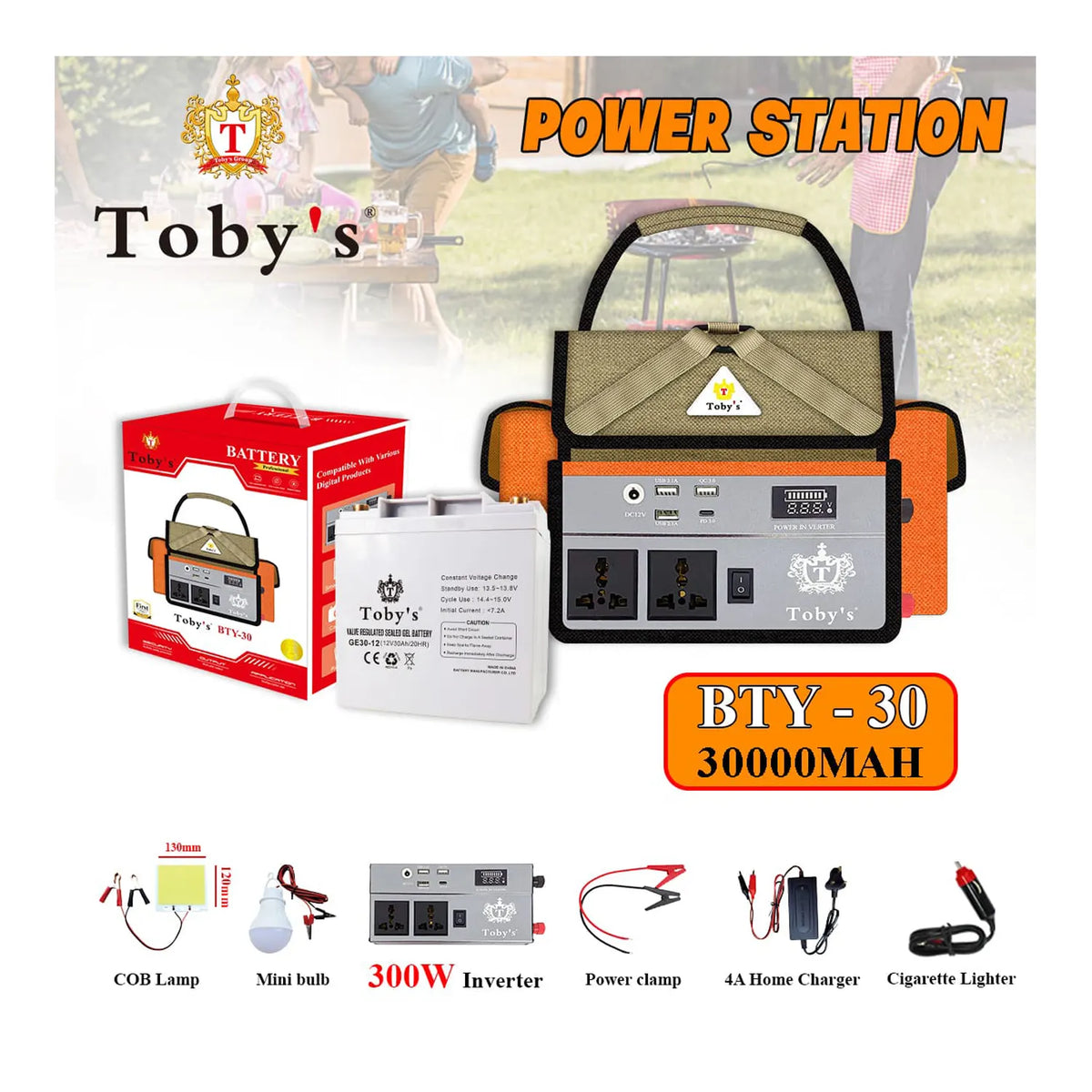 Toby's BTY 12A Battery 12000mAh Power Rechargeable Battery Best For Camping Lights, ABS Housing Material