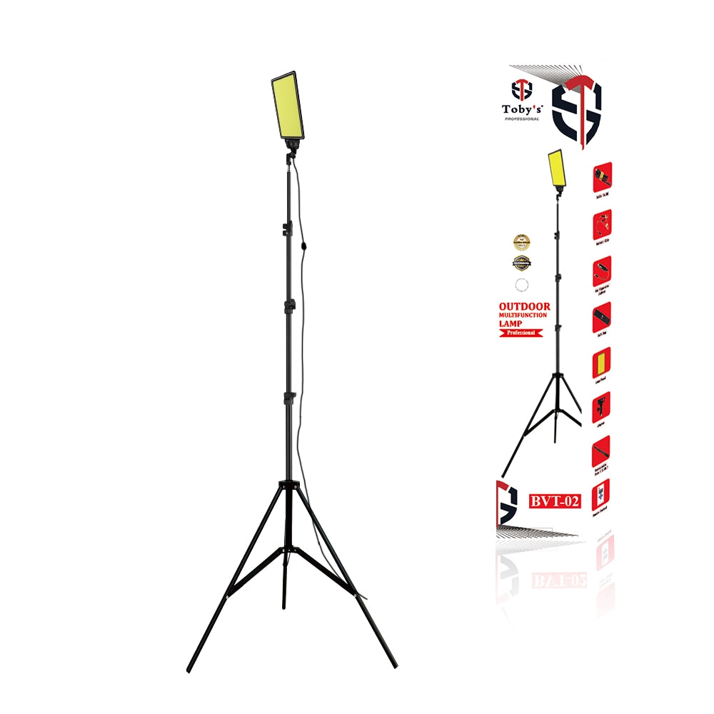 Toby’s BVT-02 Outdoor Multifunction Camping Light 3000LM High-Brightness COB LED, 2.5M Tripod, 12V Input, Remote Control, Camping & Emergency Flood Light