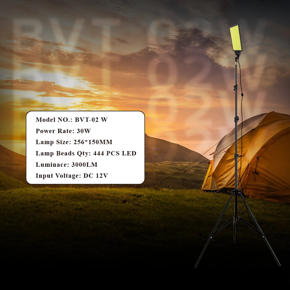 Toby’s BVT-02 Outdoor Multifunction Camping Light 3000LM High-Brightness COB LED, 2.5M Tripod, 12V Input, Remote Control, Camping & Emergency Flood Light