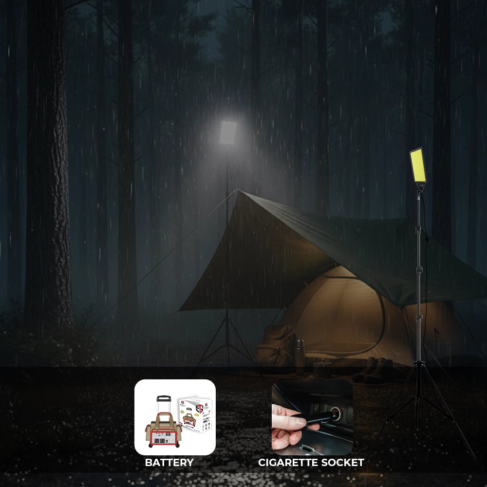 Toby’s BVT-02 Outdoor Multifunction Camping Light 3000LM High-Brightness COB LED, 2.5M Tripod, 12V Input, Remote Control, Camping & Emergency Flood Light