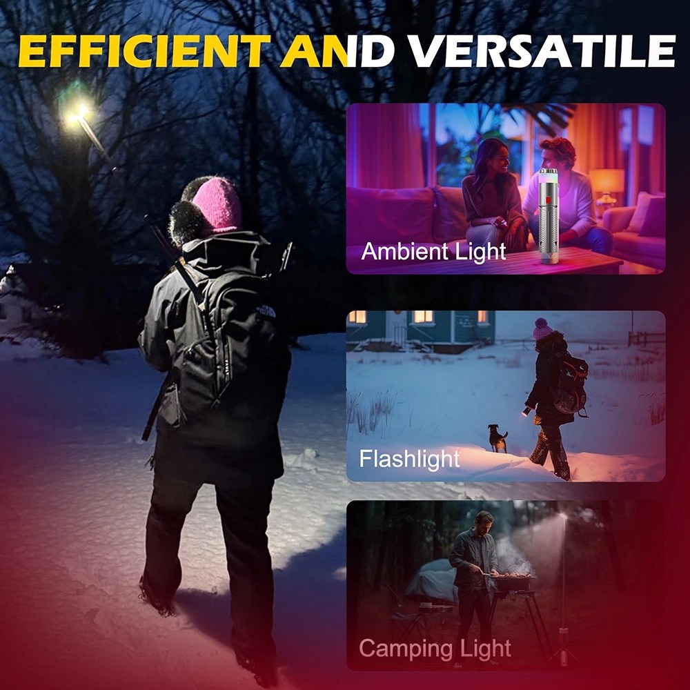 TOBY’S Professional CPL-T21 PRO Rechargeable Telescopic Camping Lantern, 1000 Lumens, 6000mAh Power Bank, COB Warm and White Light, RGB Modes, Remote Control, Tripod Stand, Type-C Charging