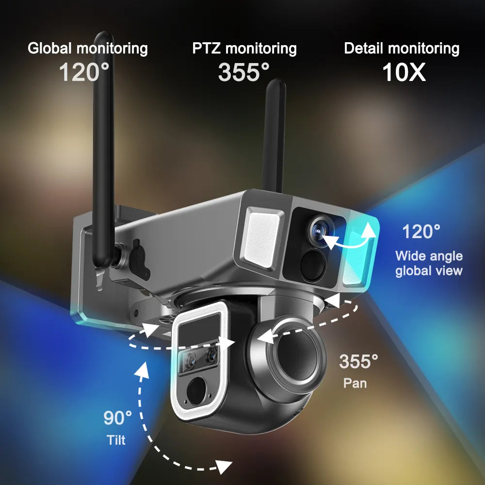 4G -WiFi كاميرا أمان خارجية تعمل بالطاقة الشمسية مع دعم