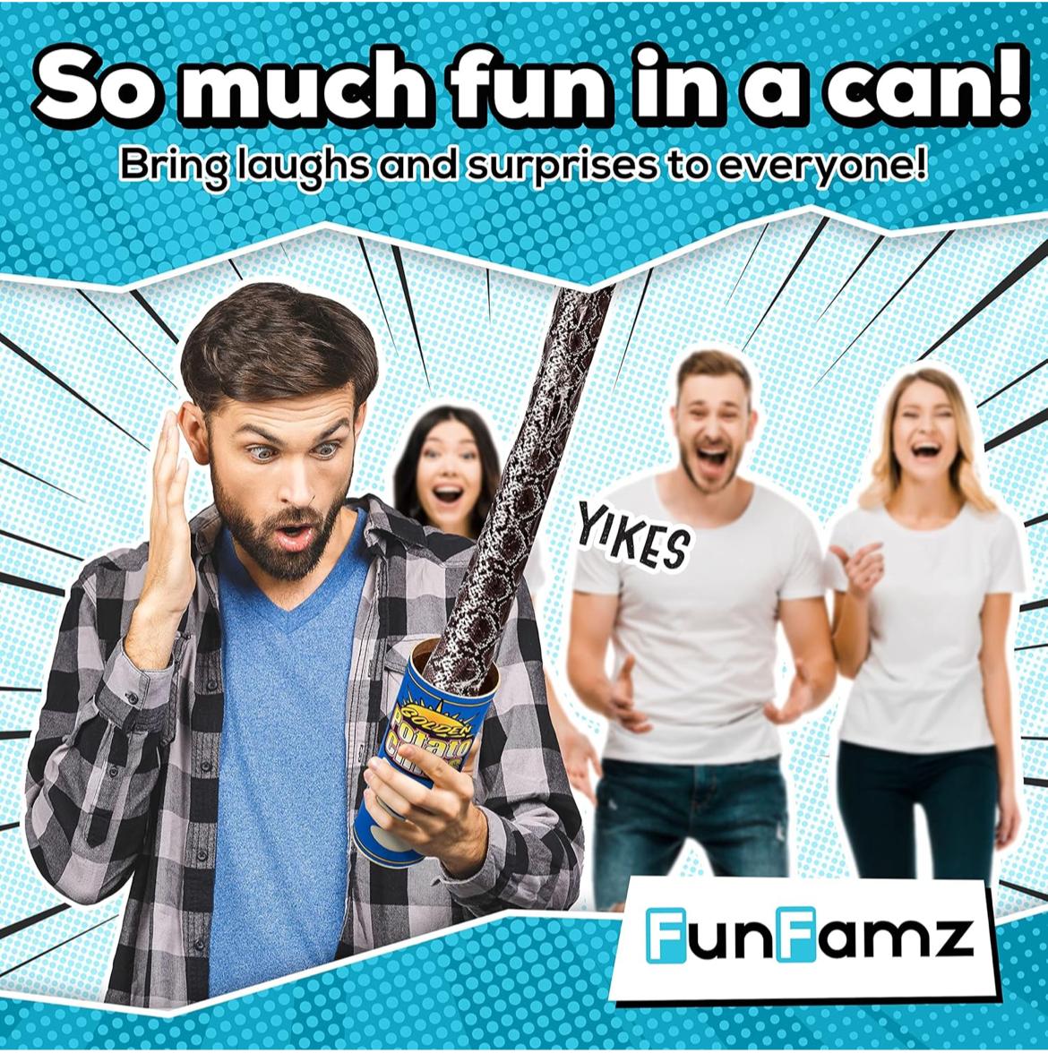 علبة رقائق البطاطس الأصلية من FunFamz مع ثعبان للمقالب