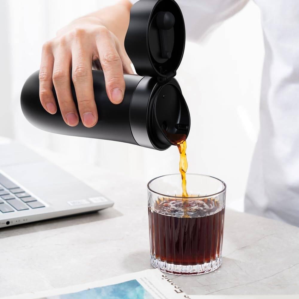 كوب LePresso المعزول مع مكبس فرنسي - أسود