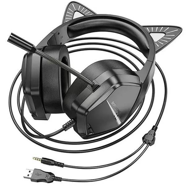 سماعات فوق الأذن BOROFONE BO106 قطة لطيفة (USB+3.5 مم/2 متر) قطة شبحية