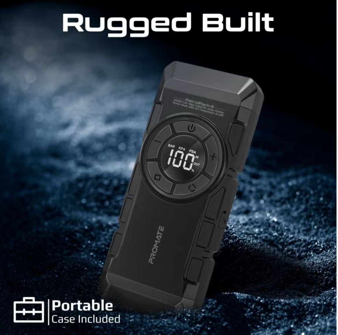 A/12V مع منفاخ هواء بقوة 150PSI وبنك طاقة بسعة 12000mAh مع كشاف