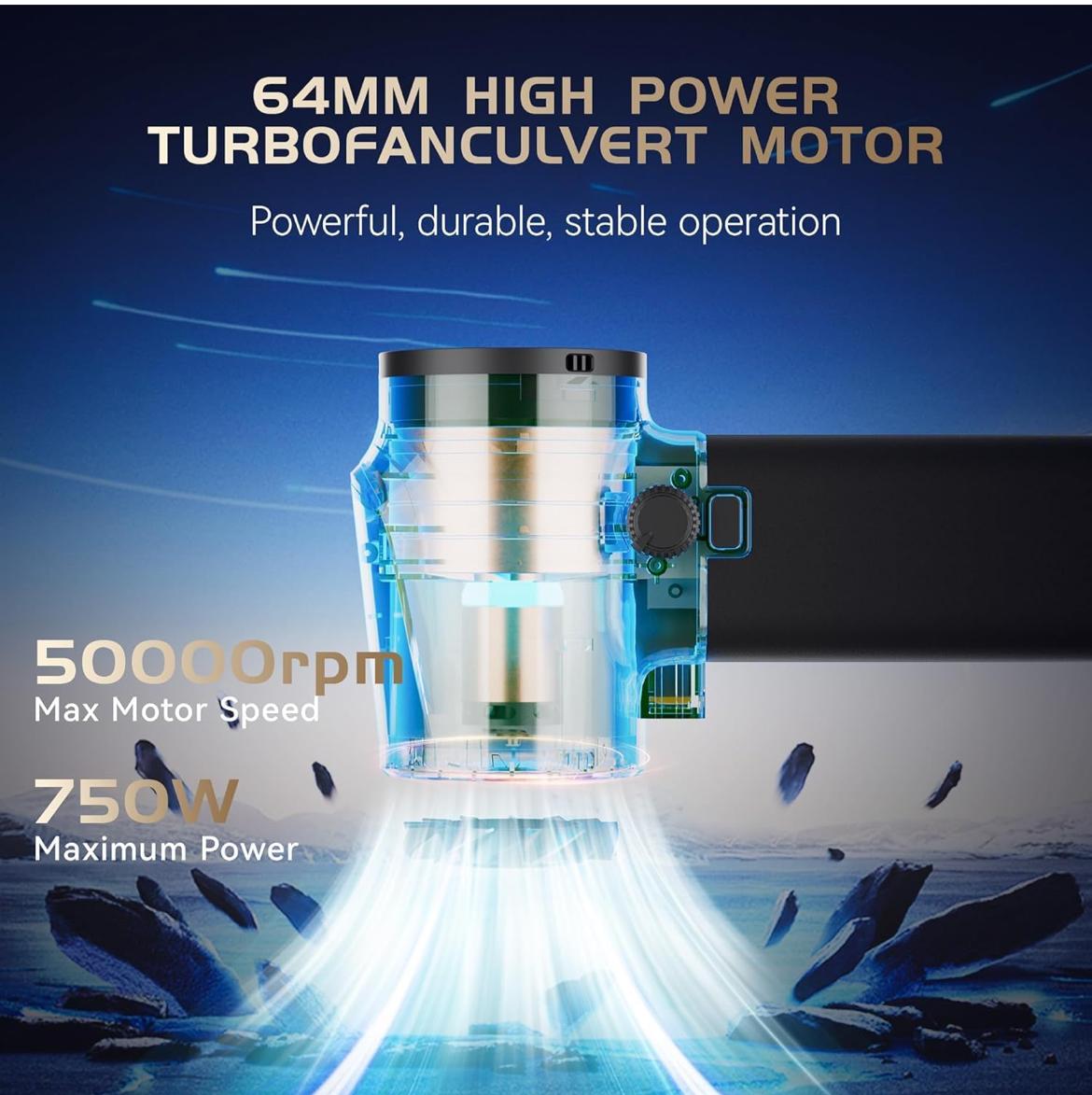 مجفف هواء Turbo Booster للسيارات، منفاخ هواء بقوة 181 قدم/ثانية مع إضاءة