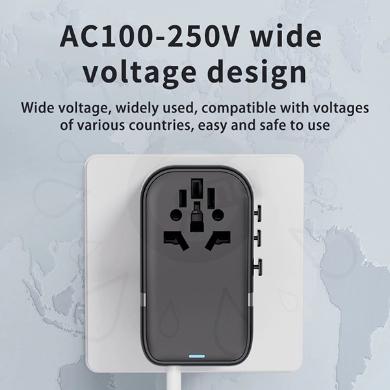 محول السفر GaN بقدرة 65W مع كابل قابل للسحب (HHT907)