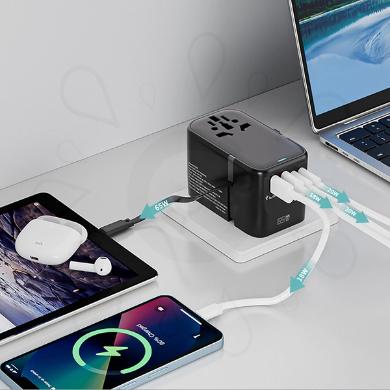 محول السفر GaN بقدرة 65W مع كابل قابل للسحب (HHT907)