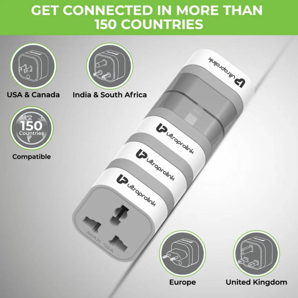 Ultraprolink Travel Qubes محولات AC عالمية للسفر (عبوة من 4 قطع)