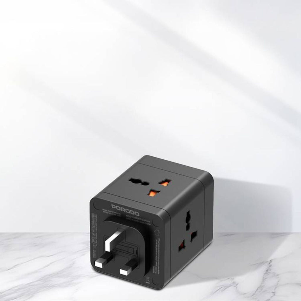 Porodo محول طاقة عالمي بـ 4 منافذ AC مع منفذي USB-A ومنفذ USB-C