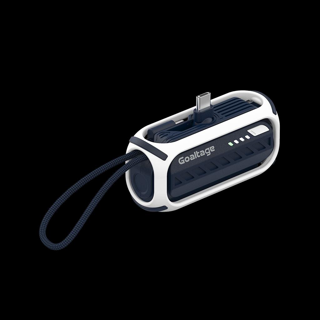 Goaltage PB08 PulseMini 5K باور بانك 22W بكابل مدمج، حزام حمل، مؤشر طاقة، شحن آمن وتصميم مدمج بحجم صغير