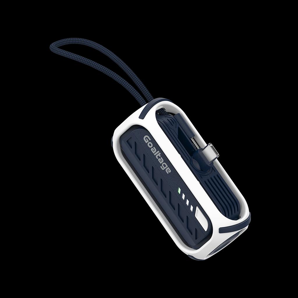 Goaltage PB08 PulseMini 5K باور بانك 22W بكابل مدمج، حزام حمل، مؤشر طاقة، شحن آمن وتصميم مدمج بحجم صغير