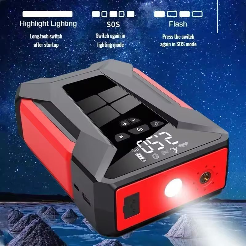 في 1 سيارة الانتقال بدء ضاغط4 الهواء 28000mAh قوة البنك بطارية محمولة الداعم منفاخ إطارات رقمي شحن سريع