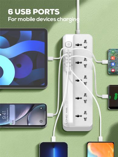 LDNIO موزع كهرباء عالمي بخمسة منافذ SC5614